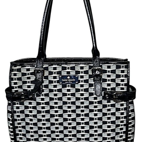 Kate Spade Large Checkered ♠️ Tote/Bag Story Book Lining HTF RARE FIND! FEW MADE - Picture 1 of 6